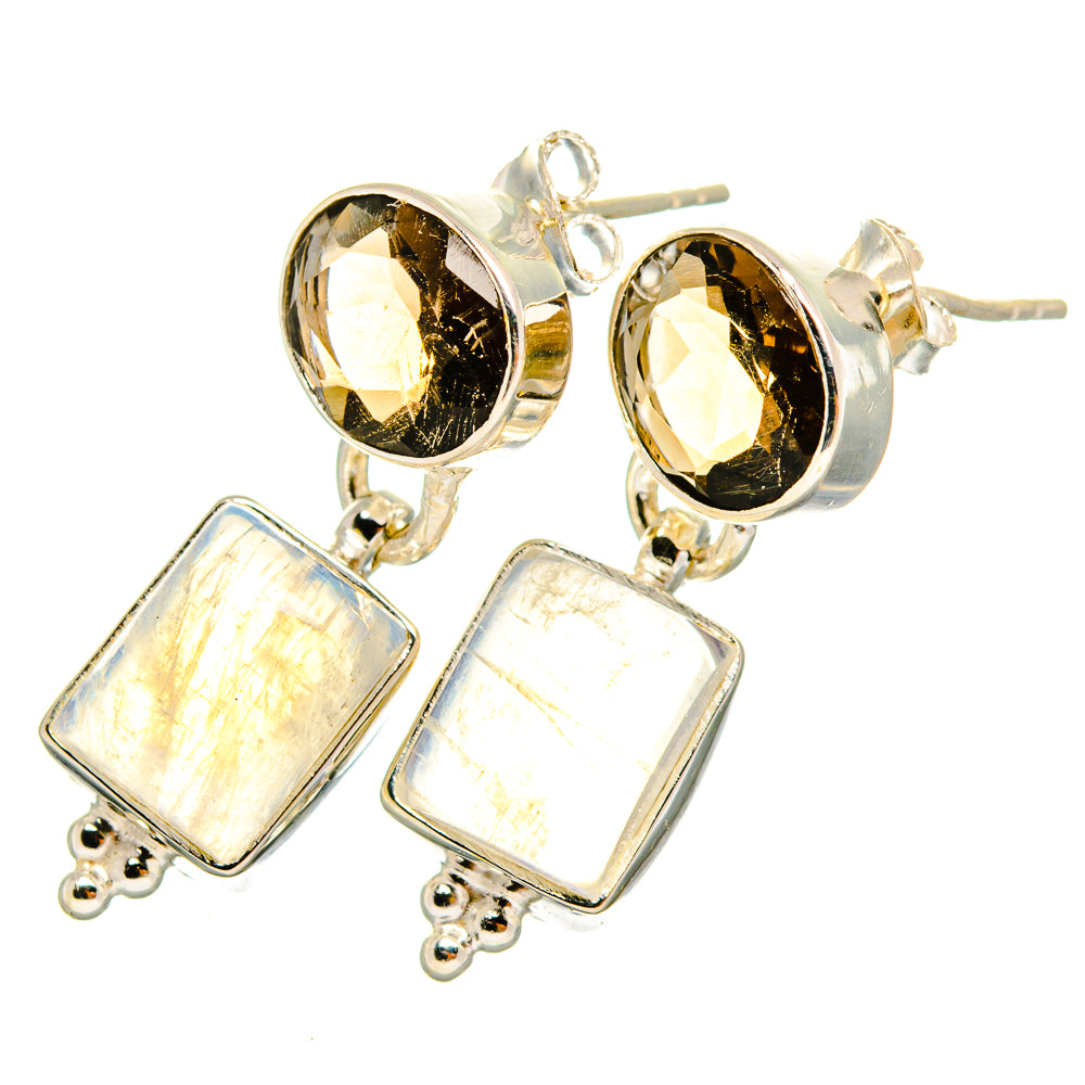 Rainbow Moonstone Earrings handcrafted by Anasilvercos - EARR419623