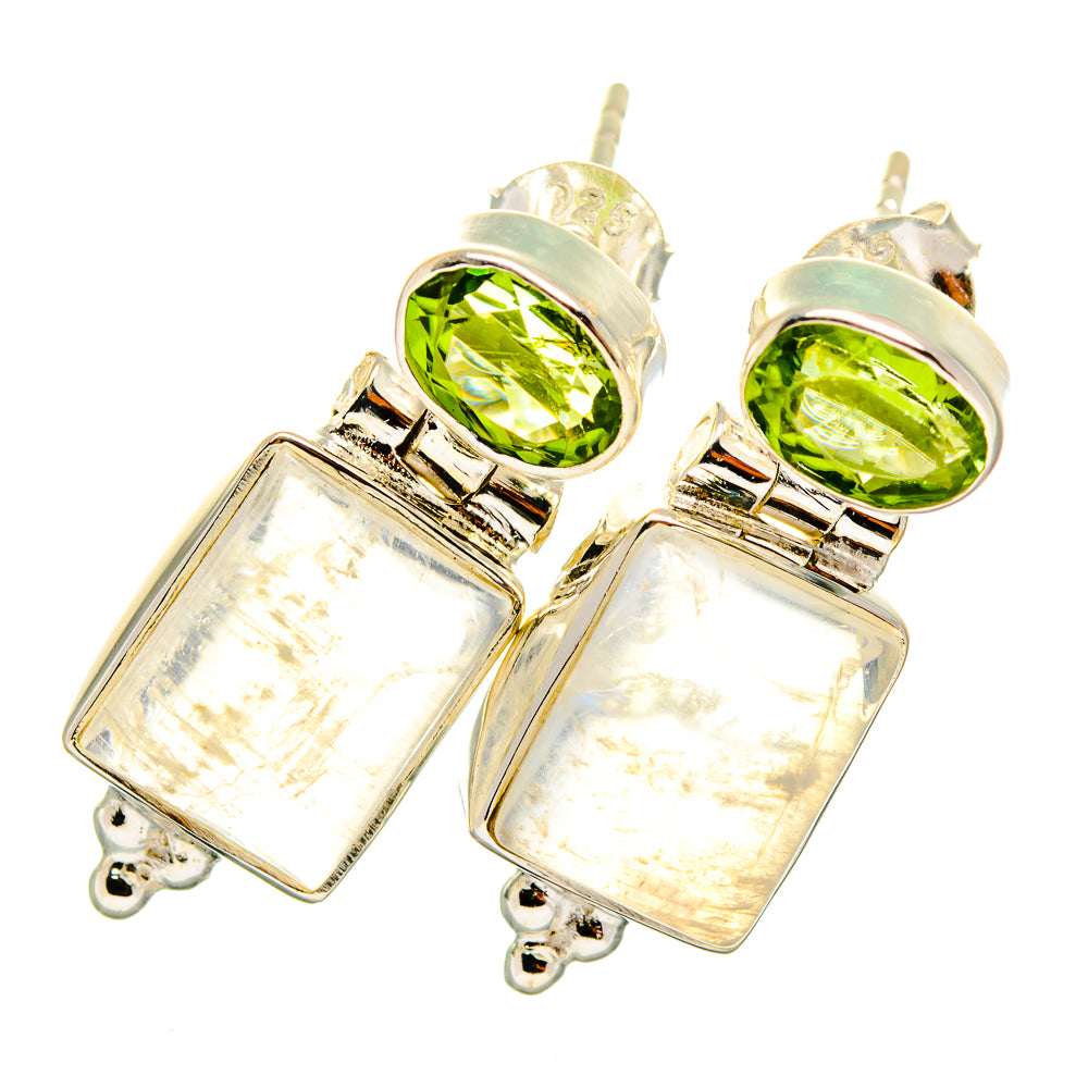 Rainbow Moonstone Earrings handcrafted by Anasilvercos - EARR419640