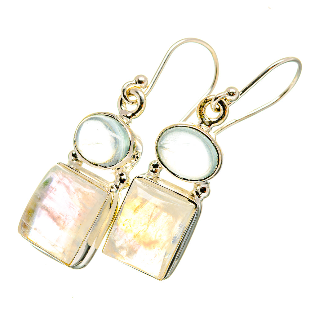 Rainbow Moonstone Earrings handcrafted by Anasilvercos - EARR419641