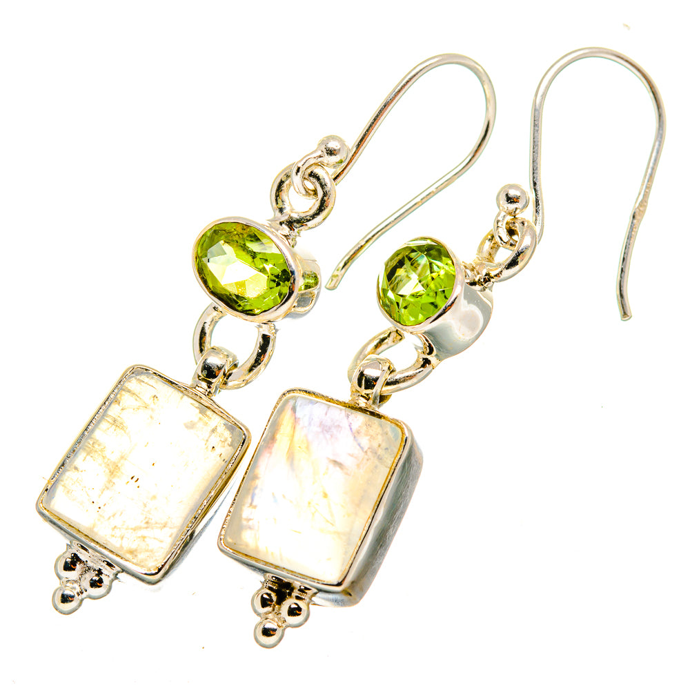 Rainbow Moonstone Earrings handcrafted by Anasilvercos - EARR419642