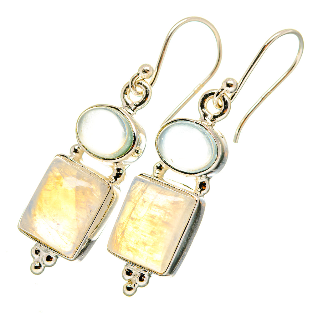Rainbow Moonstone Earrings handcrafted by Anasilvercos - EARR419658