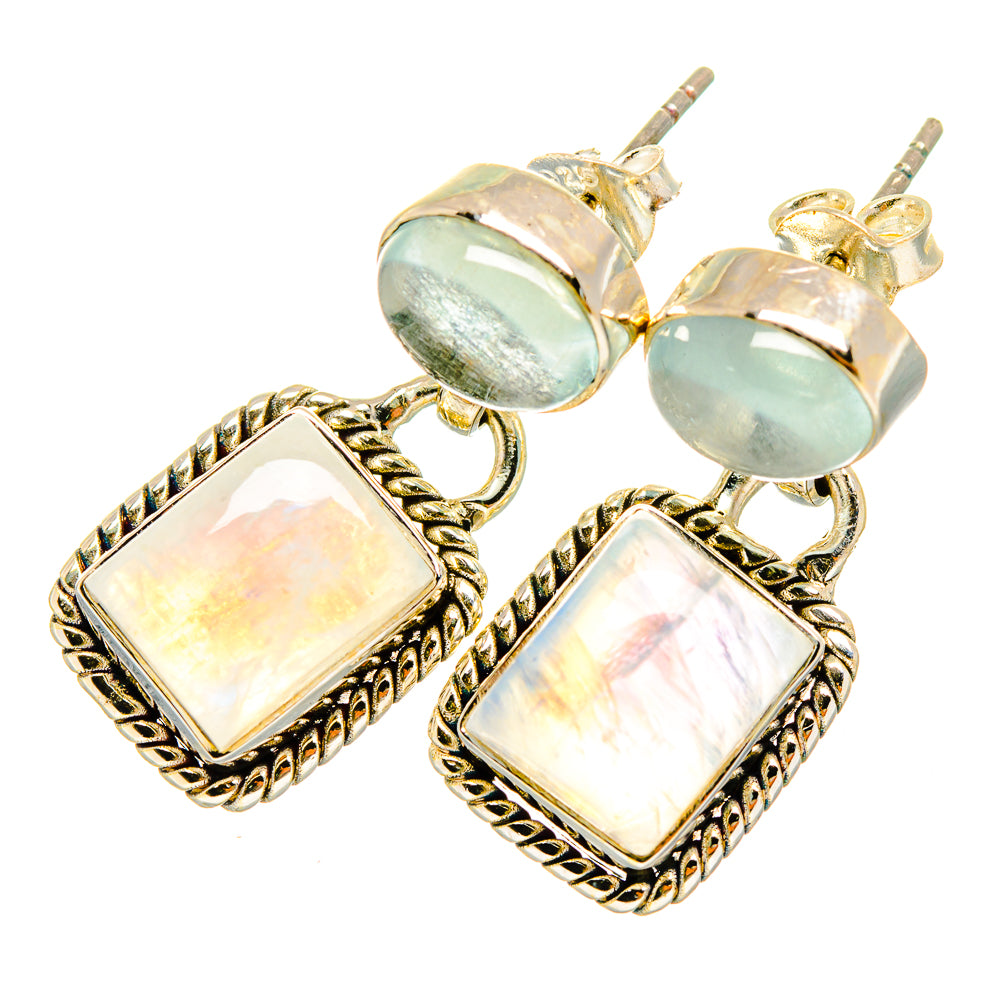 Rainbow Moonstone Earrings handcrafted by Anasilvercos - EARR419710