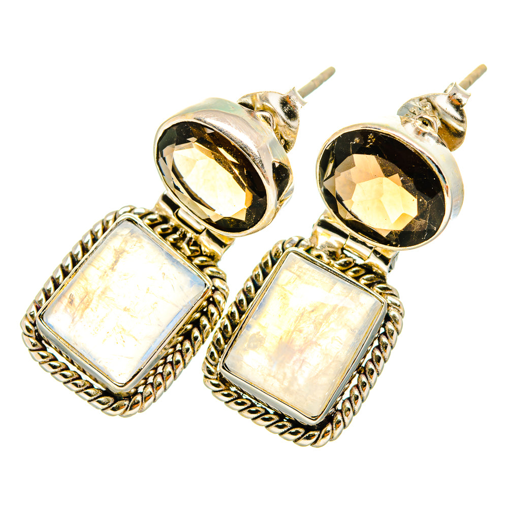Rainbow Moonstone Earrings handcrafted by Anasilvercos - EARR419714