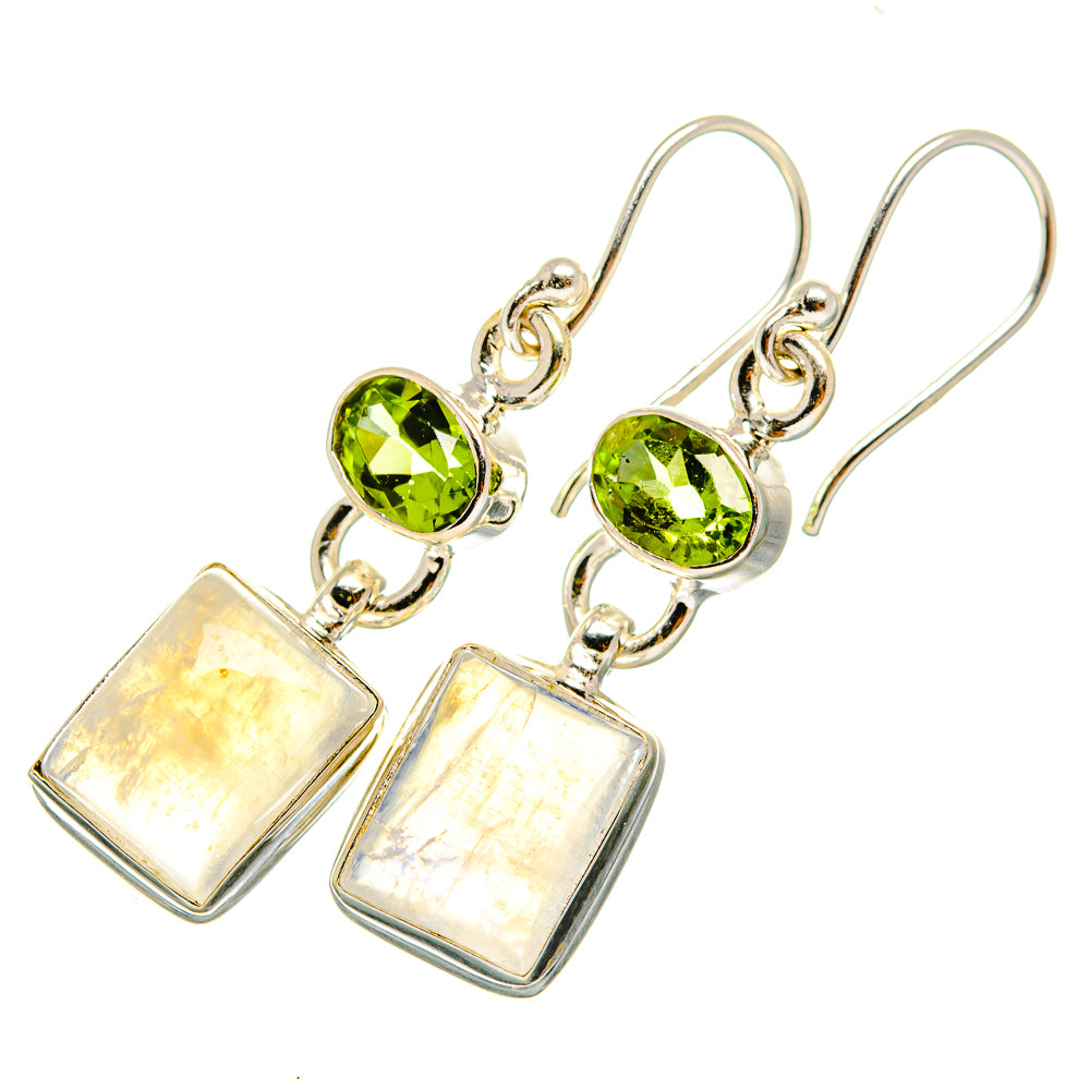 Rainbow Moonstone Earrings handcrafted by Anasilvercos - EARR419722