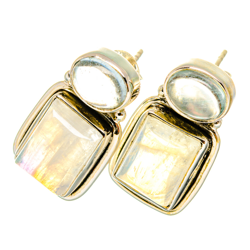 Rainbow Moonstone Earrings handcrafted by Anasilvercos - EARR419731