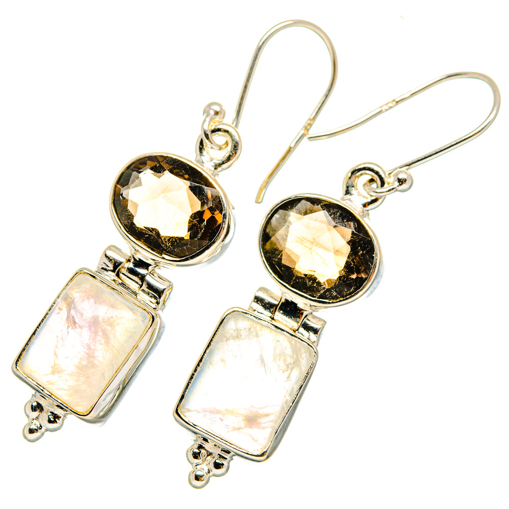 Rainbow Moonstone Earrings handcrafted by Anasilvercos - EARR419747