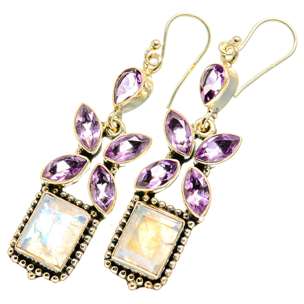 Rainbow Moonstone Earrings handcrafted by Anasilvercos - EARR419811