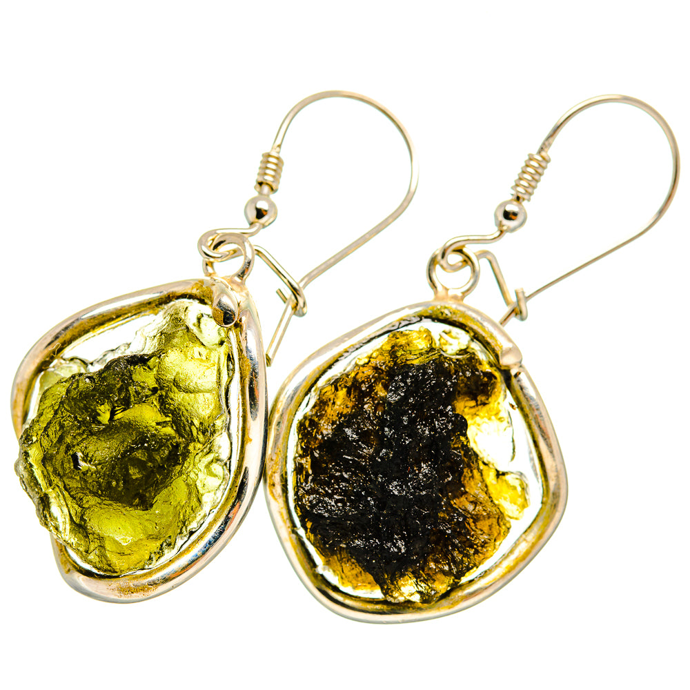 Czech Moldavite Earrings handcrafted by Anasilvercos - EARR419827