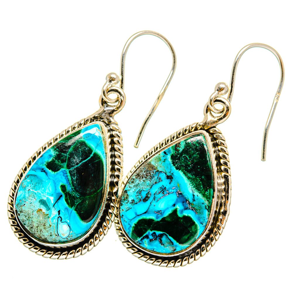 Malachite In Chrysocolla Earrings handcrafted by Anasilvercos - EARR419836