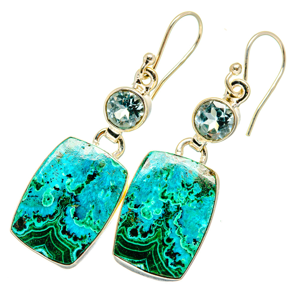 Malachite In Chrysocolla Earrings handcrafted by Anasilvercos - EARR419863
