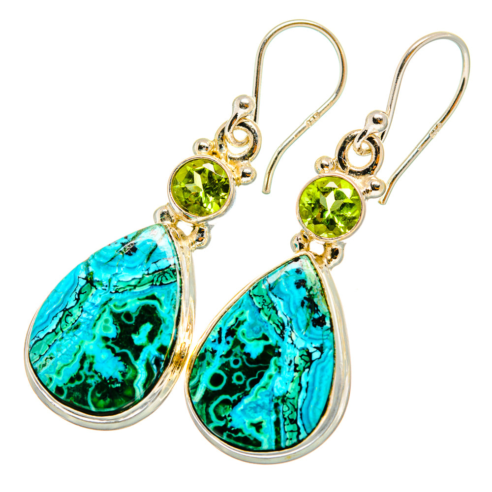 Malachite In Chrysocolla Earrings handcrafted by Anasilvercos - EARR419878