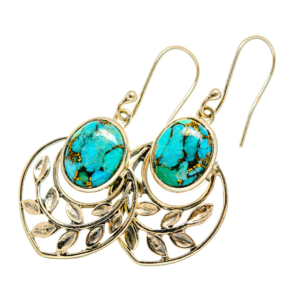 Blue Copper Composite Turquoise Earrings handcrafted by Anasilvercos - EARR419913