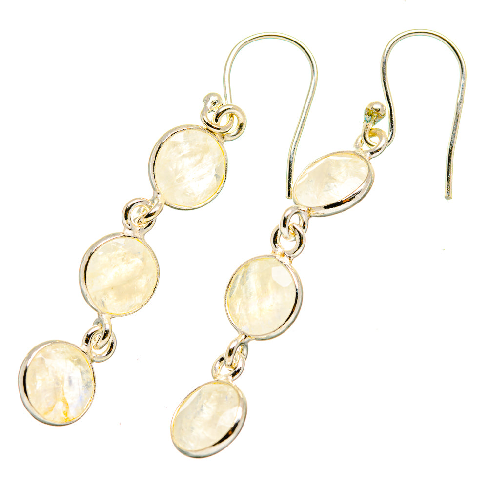 Rainbow Moonstone Earrings handcrafted by Anasilvercos - EARR419929