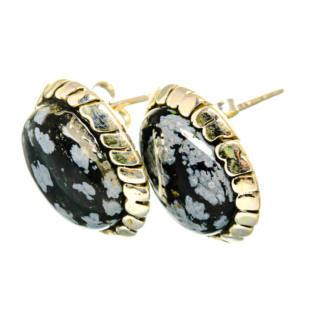 Snowflake Obsidian Earrings handcrafted by Anasilvercos - EARR419968