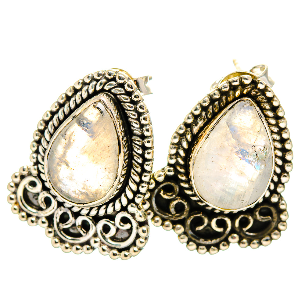 Rainbow Moonstone Earrings handcrafted by Anasilvercos - EARR419981