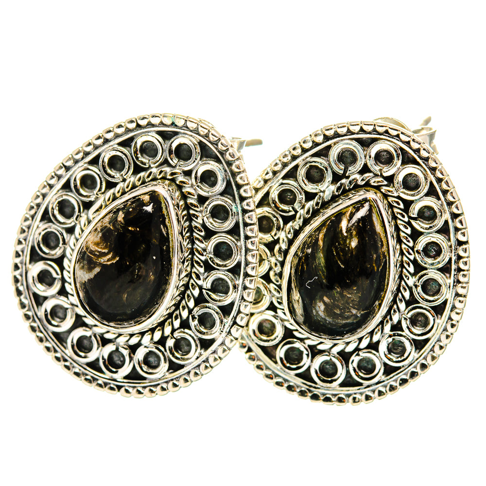 Golden Seraphinite Earrings handcrafted by Anasilvercos - EARR419998 - Photo 2