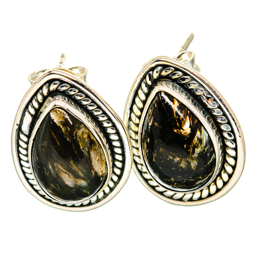 Golden Seraphinite Earrings handcrafted by Anasilvercos - EARR420005