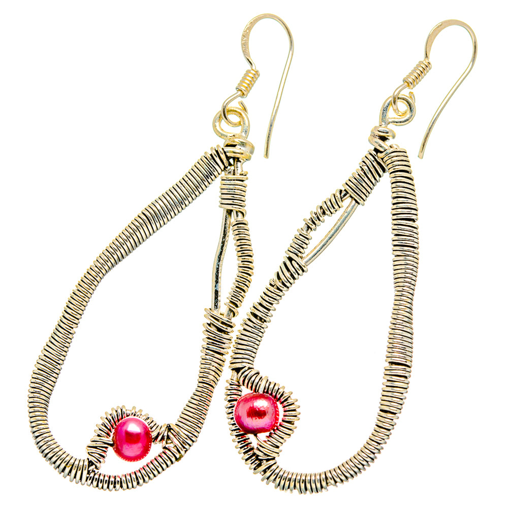 Pink Cultured Pearl Earrings handcrafted by Anasilvercos - EARR420013