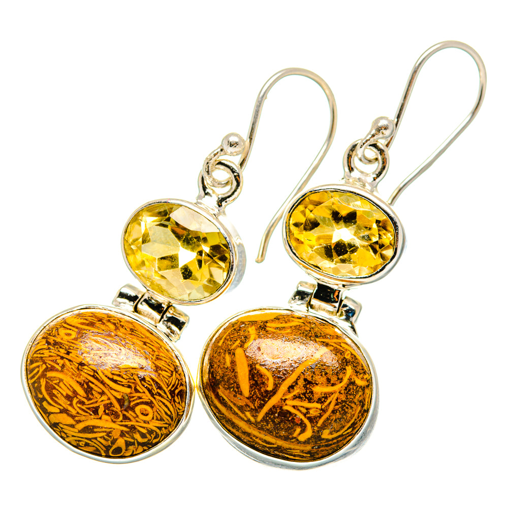Palm Wood Jasper Earrings handcrafted by Anasilvercos - EARR420020