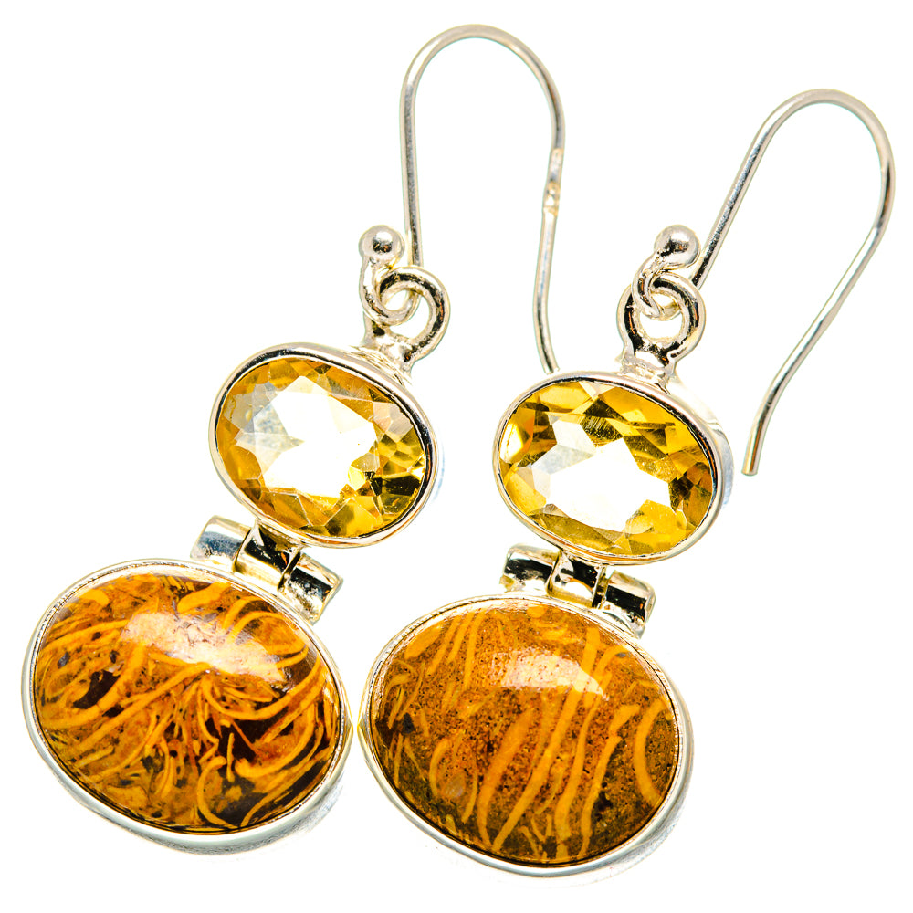 Palm Wood Jasper Earrings handcrafted by Anasilvercos - EARR420035