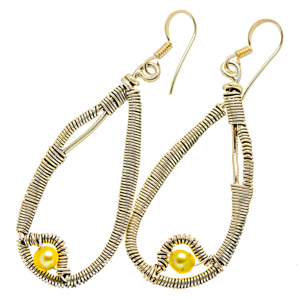 Yellow Cultured Pearl Earrings handcrafted by Anasilvercos - EARR420039