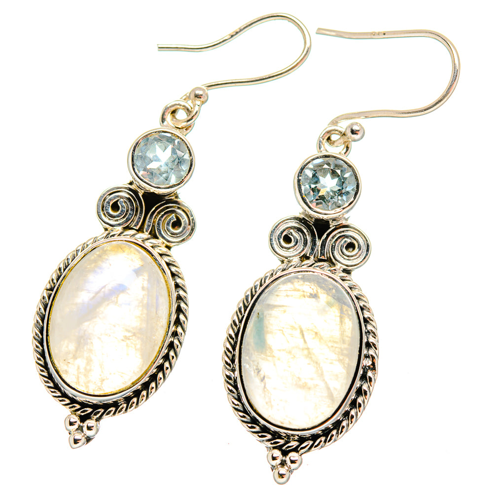 Rainbow Moonstone Earrings handcrafted by Anasilvercos - EARR420052