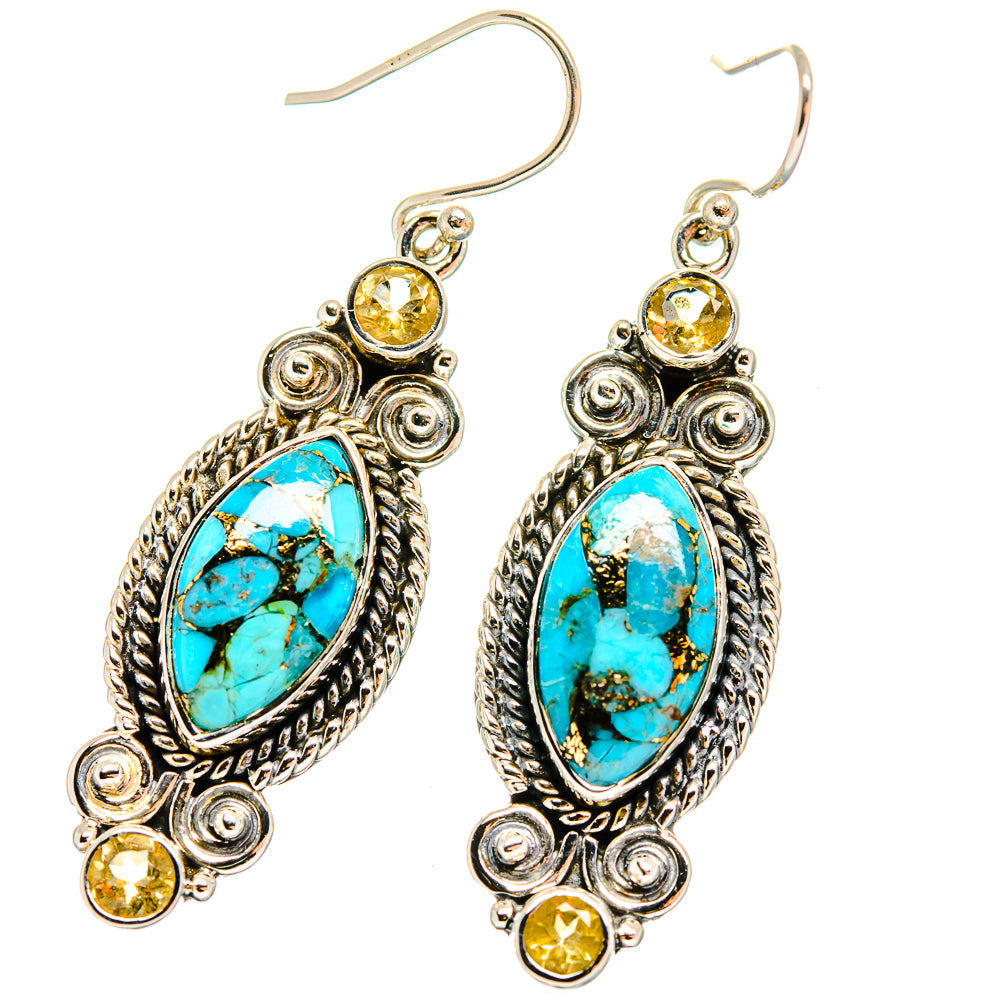 Blue Copper Composite Turquoise Earrings handcrafted by Anasilvercos - EARR420055