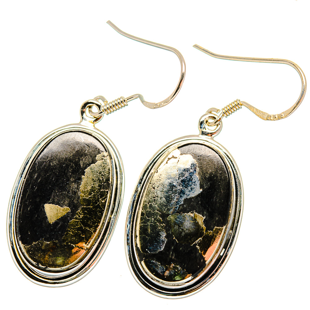 Pyrite In Black Onyx Earrings handcrafted by Anasilvercos - EARR420070