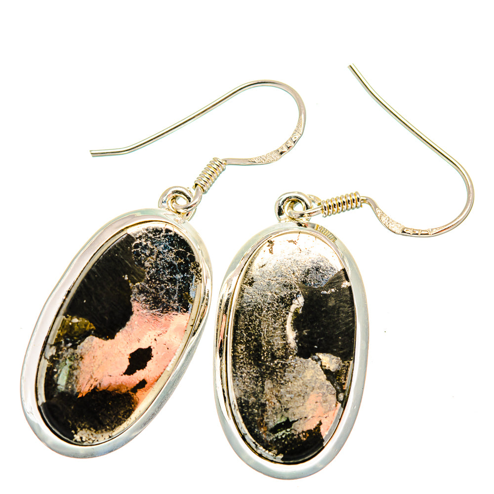 Pyrite In Black Onyx Earrings handcrafted by Anasilvercos - EARR420076 - Photo 2