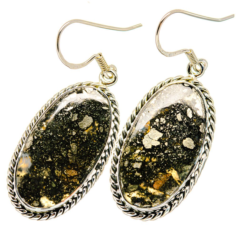 Pyrite Agate Earrings handcrafted by Anasilvercos - EARR420105