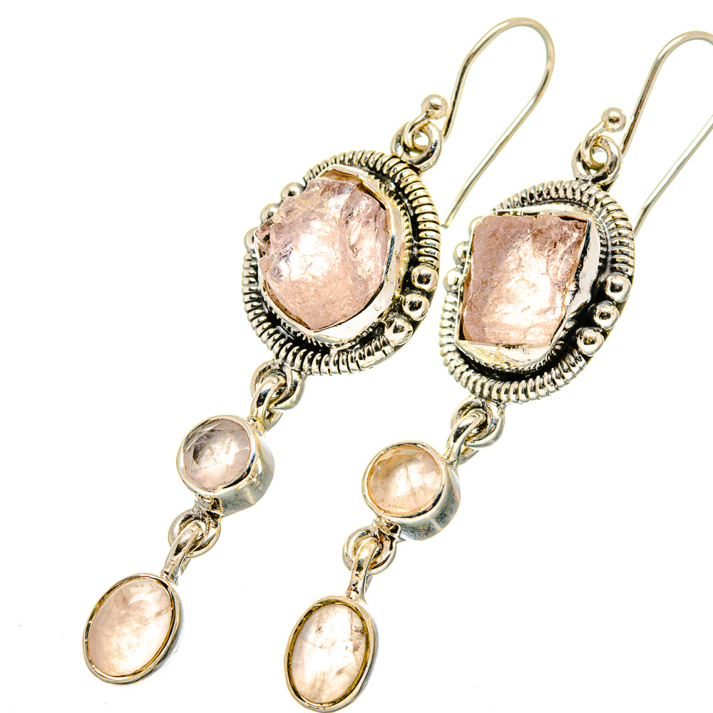 Rose Quartz Earrings handcrafted by Anasilvercos - EARR420112