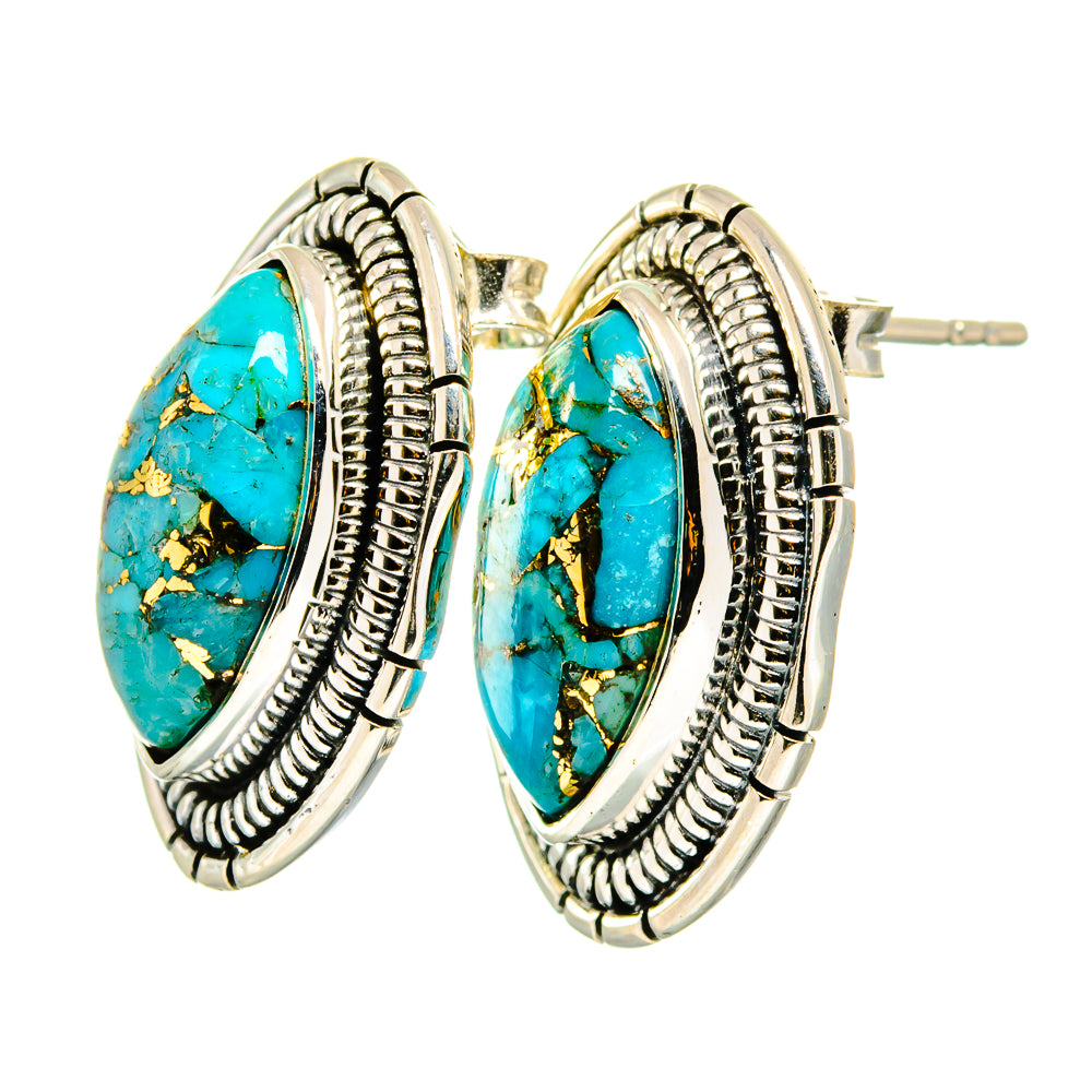 Blue Copper Composite Turquoise Earrings handcrafted by Anasilvercos - EARR420116