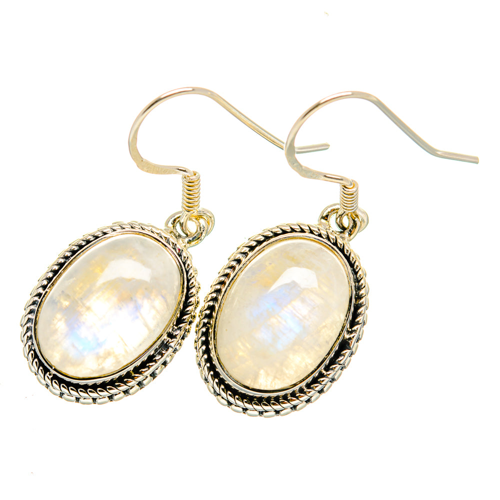 Rainbow Moonstone Earrings handcrafted by Anasilvercos - EARR420124