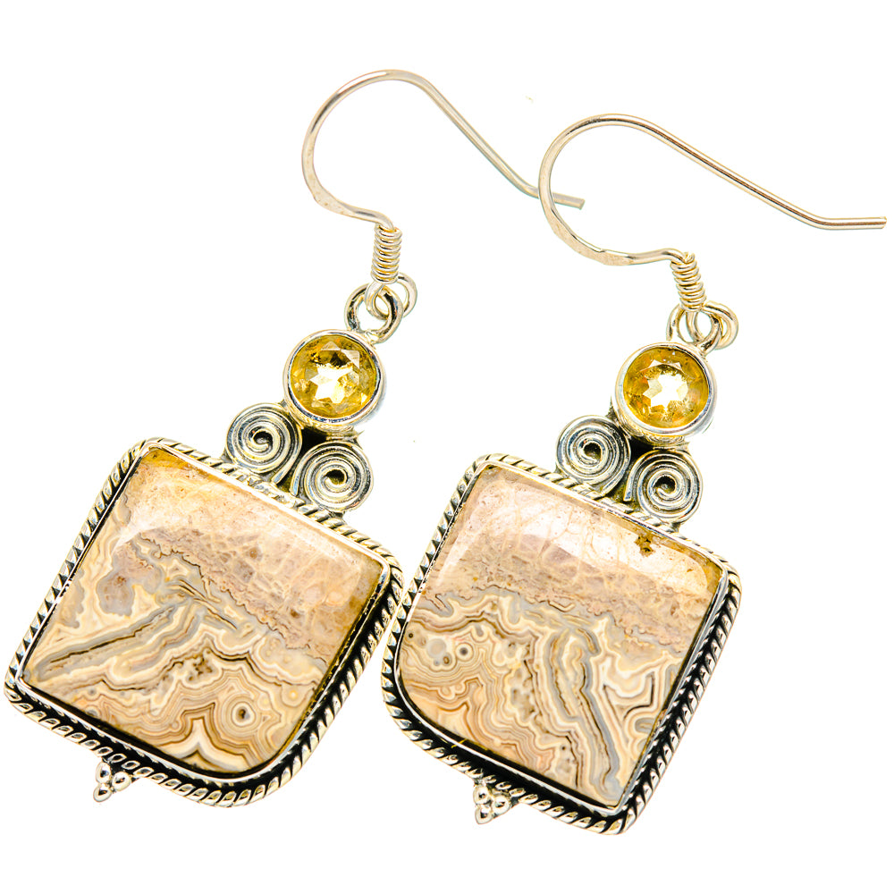 Laguna Lace Agate Earrings handcrafted by Anasilvercos - EARR420128