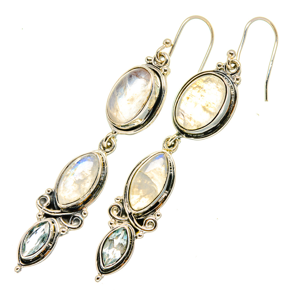 Rainbow Moonstone Earrings handcrafted by Anasilvercos - EARR420138