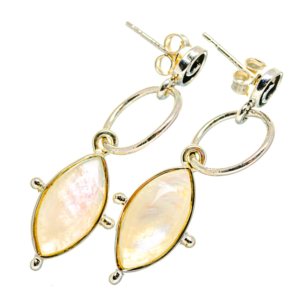 Rainbow Moonstone Earrings handcrafted by Anasilvercos - EARR420146