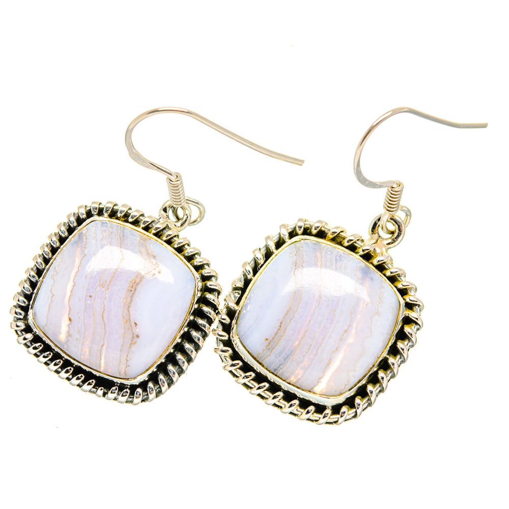 Blue Lace Agate Earrings handcrafted by Anasilvercos - EARR420150