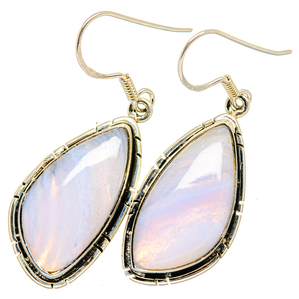 Blue Lace Agate Earrings handcrafted by Anasilvercos - EARR420163