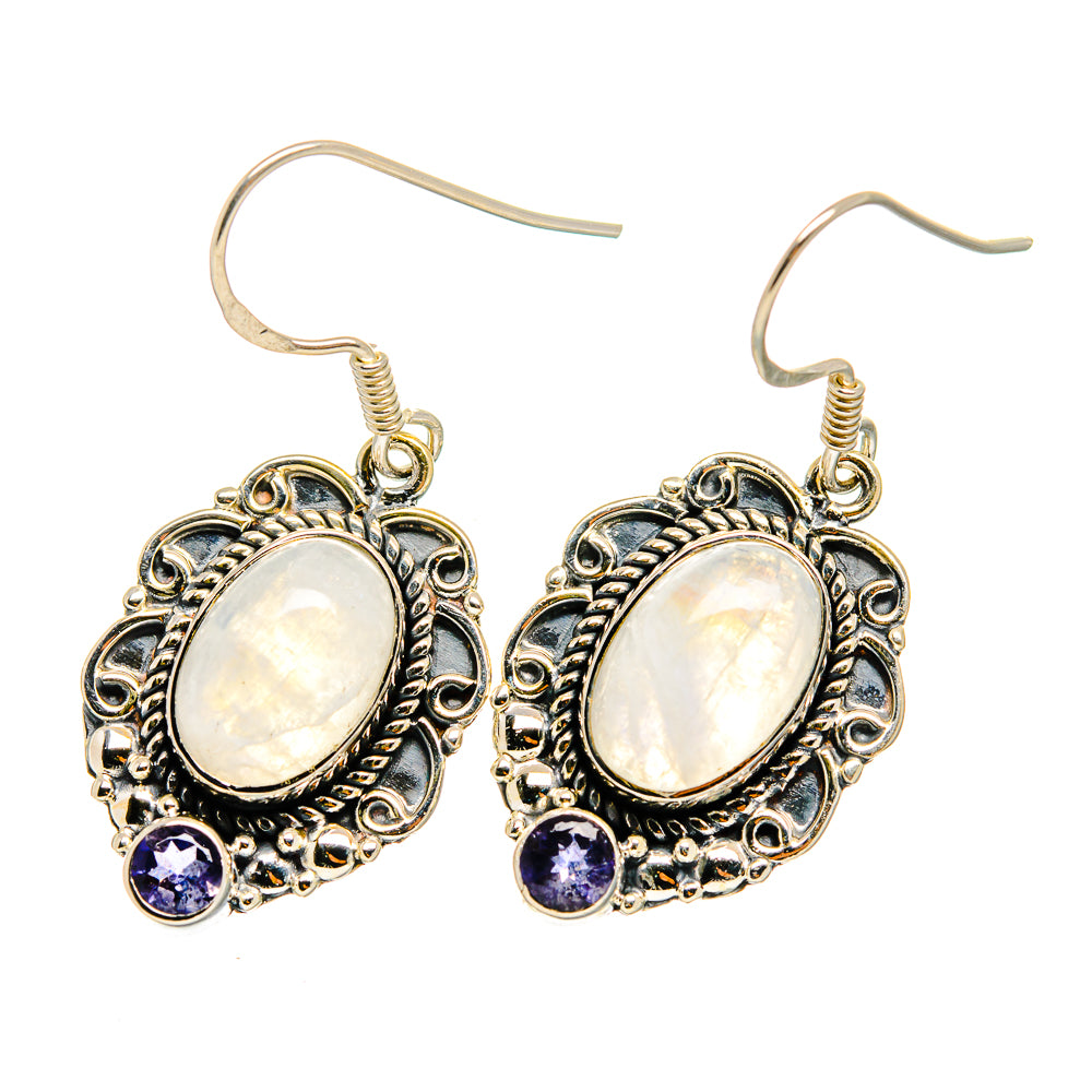 Rainbow Moonstone Earrings handcrafted by Anasilvercos - EARR420170