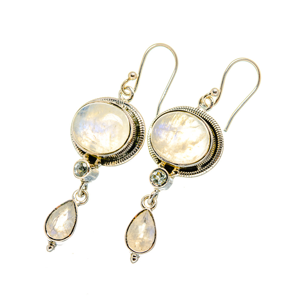 Rainbow Moonstone Earrings handcrafted by Anasilvercos - EARR420190