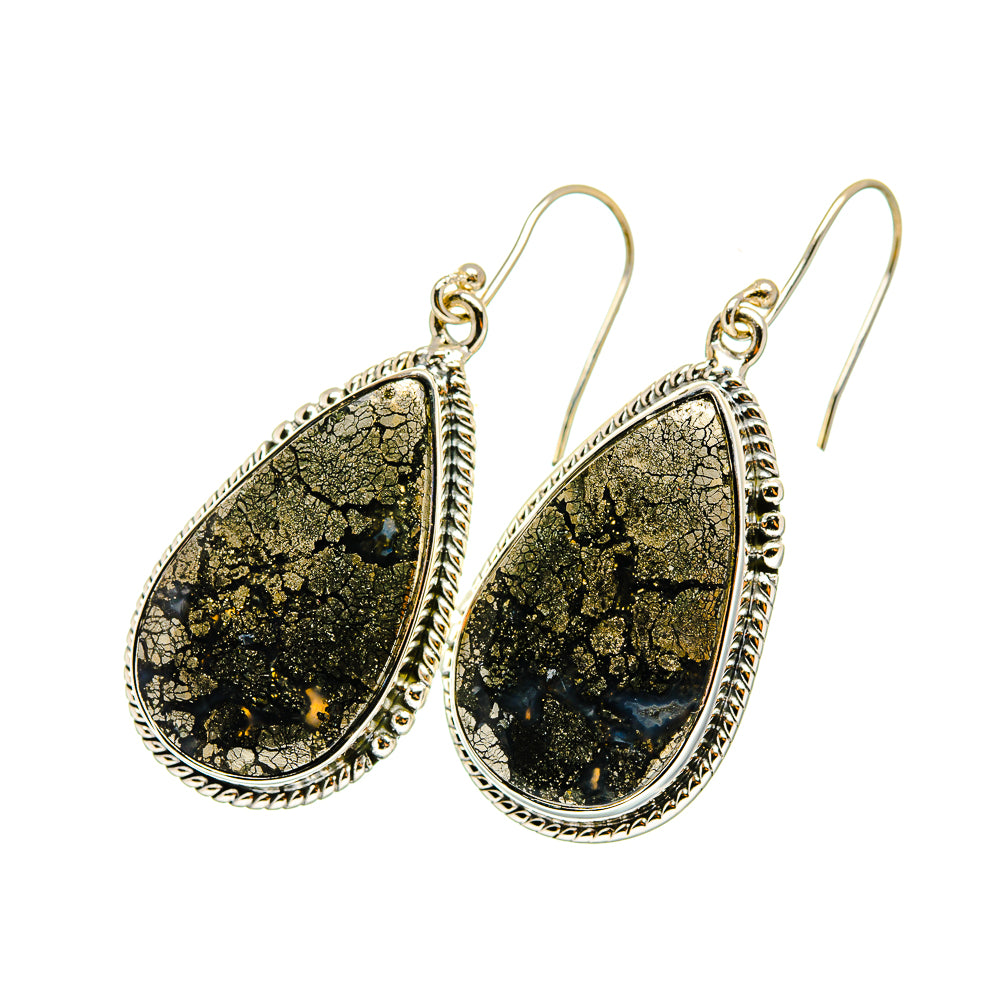 Pyrite Agate Earrings handcrafted by Anasilvercos - EARR420196