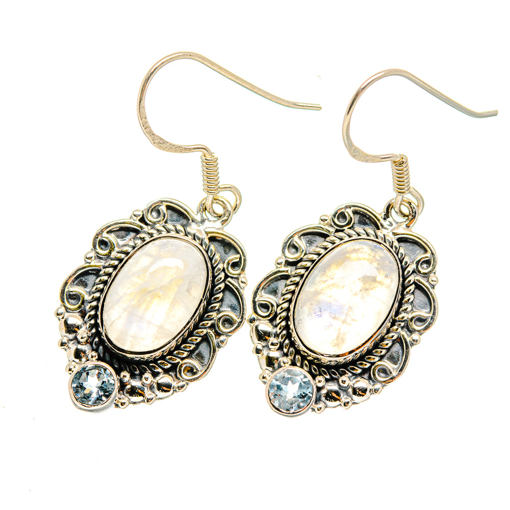 Rainbow Moonstone Earrings handcrafted by Anasilvercos - EARR420218