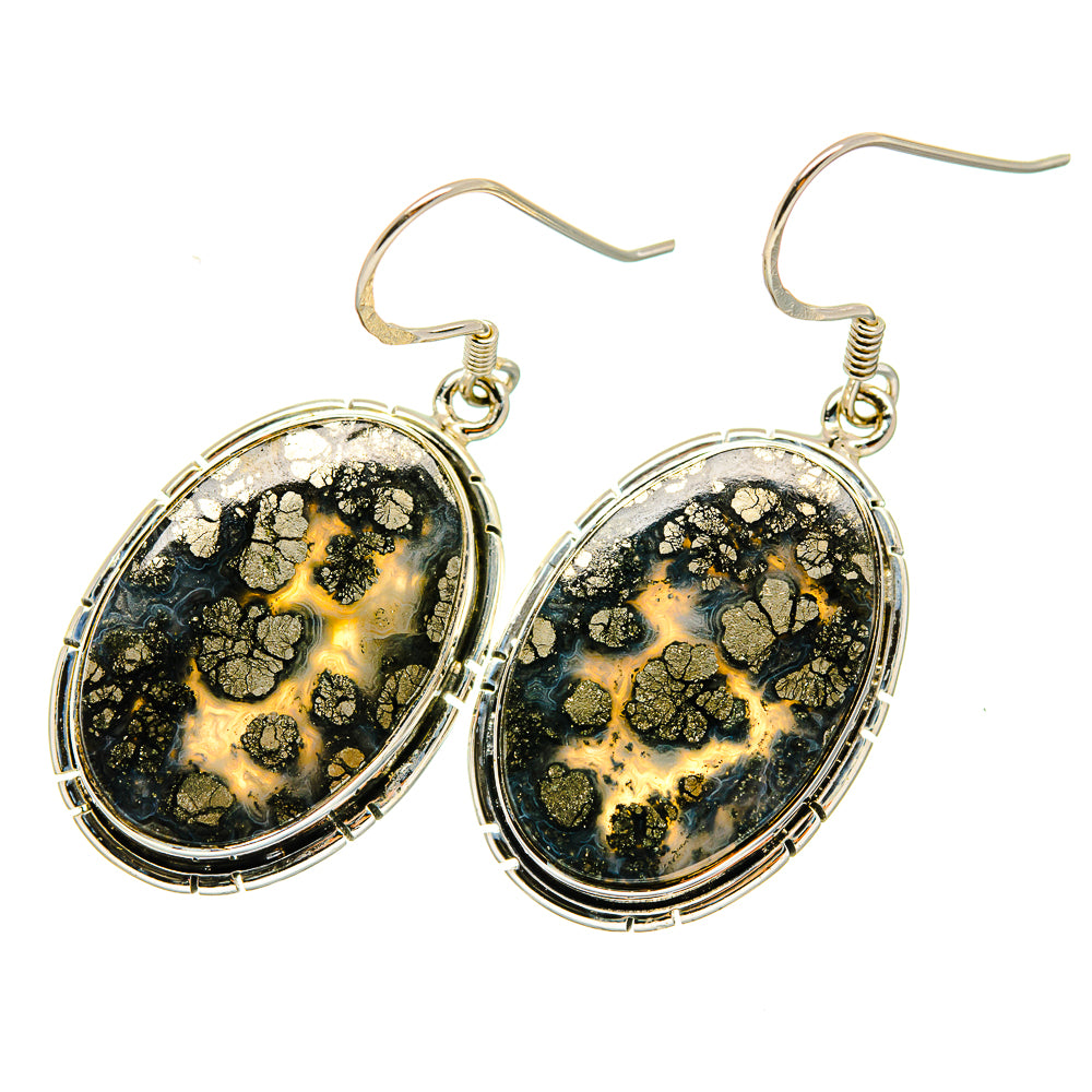 Pyrite Agate Earrings handcrafted by Anasilvercos - EARR420238