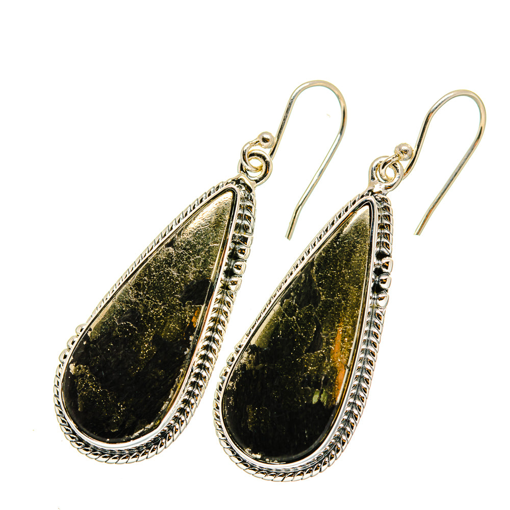 Pyrite In Black Onyx Earrings handcrafted by Anasilvercos - EARR420241