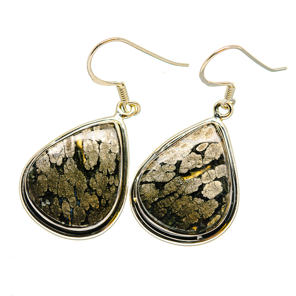 Pyrite In Black Onyx Earrings handcrafted by Anasilvercos - EARR420249