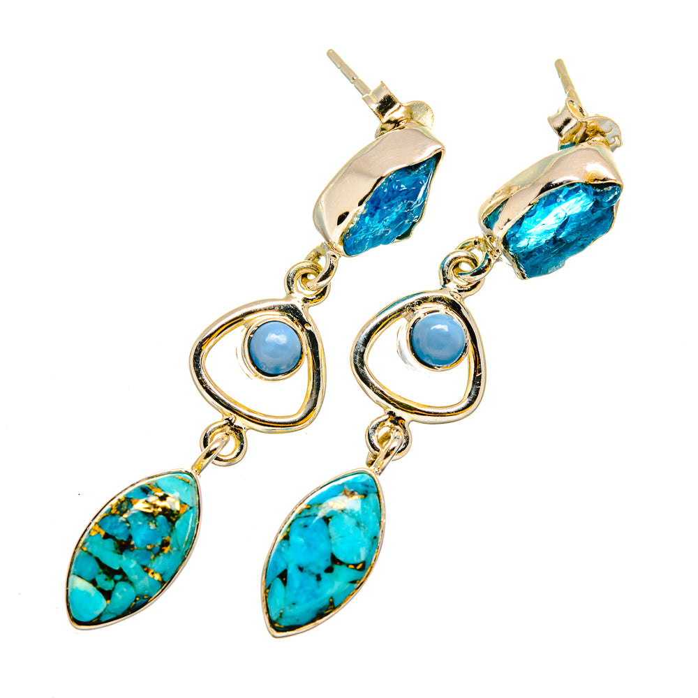 Blue Copper Composite Turquoise Earrings handcrafted by Anasilvercos - EARR420259
