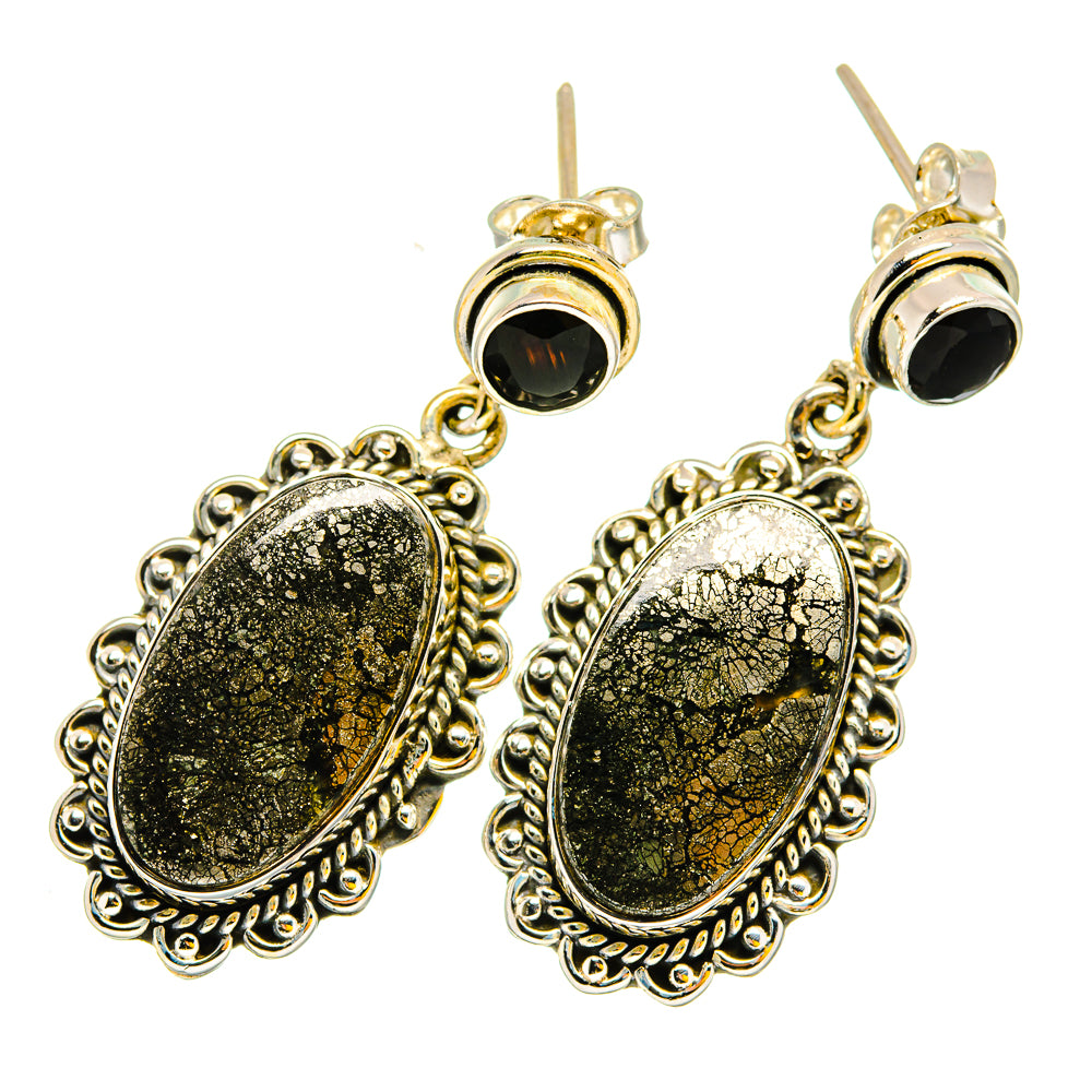 Pyrite Agate Earrings handcrafted by Anasilvercos - EARR420268