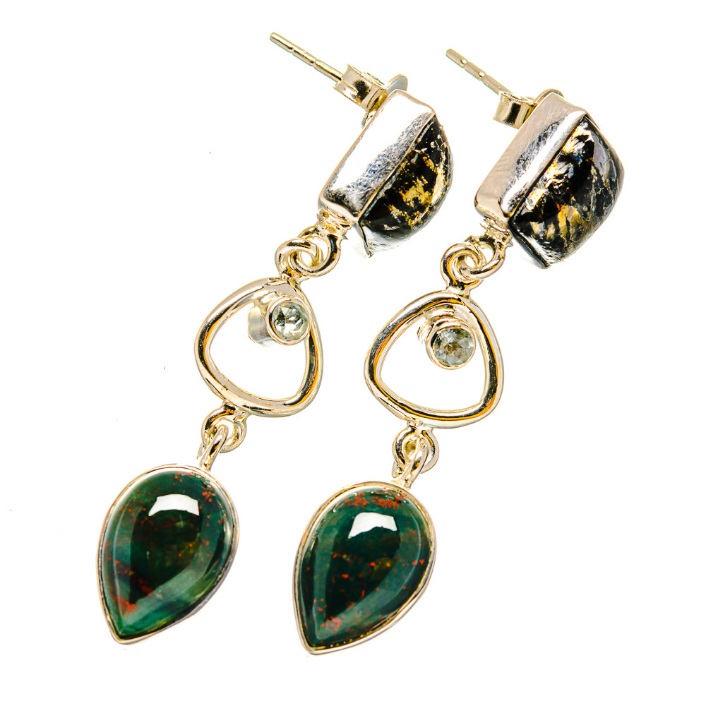 Pyrite Agate Earrings handcrafted by Anasilvercos - EARR420282