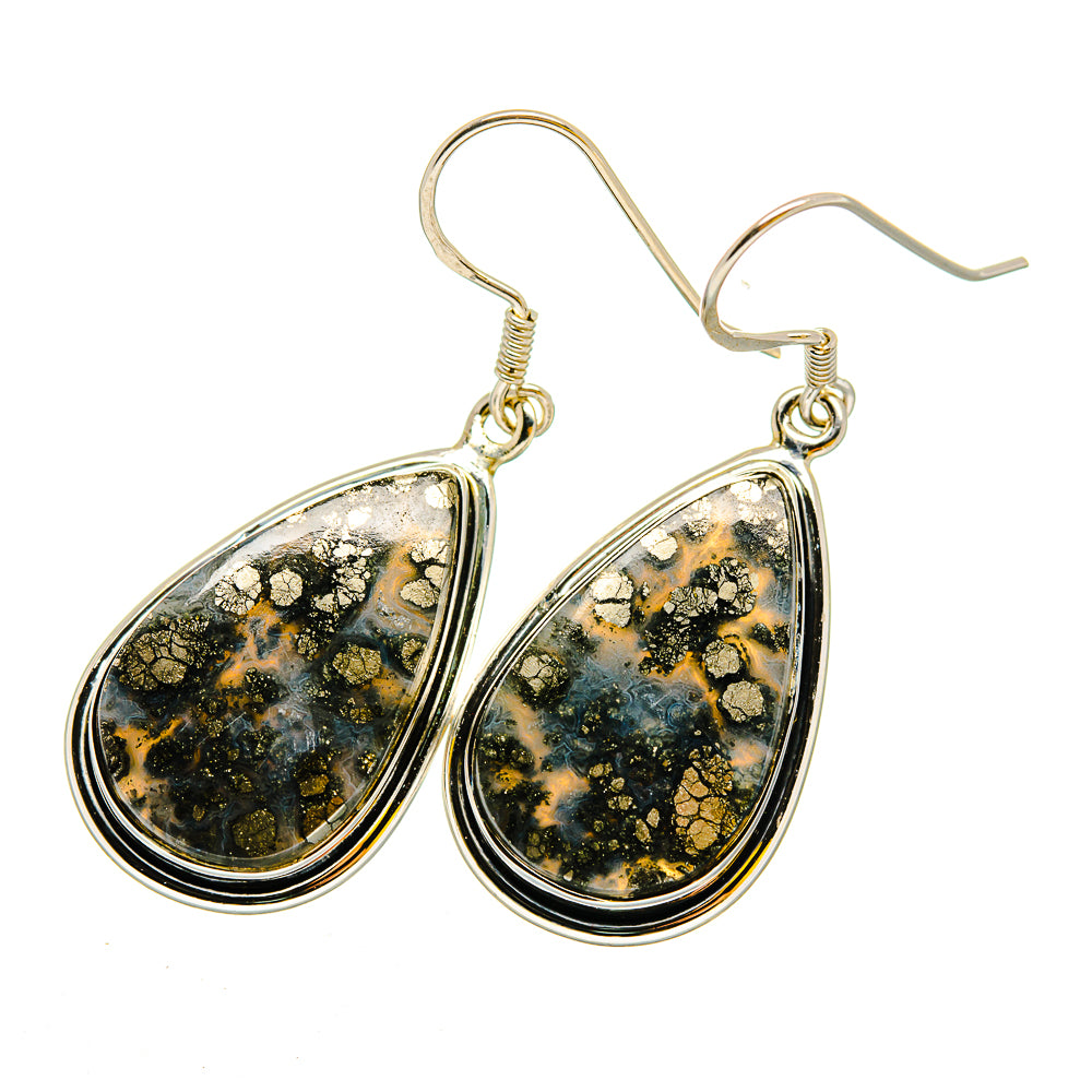 Pyrite Agate Earrings handcrafted by Anasilvercos - EARR420290
