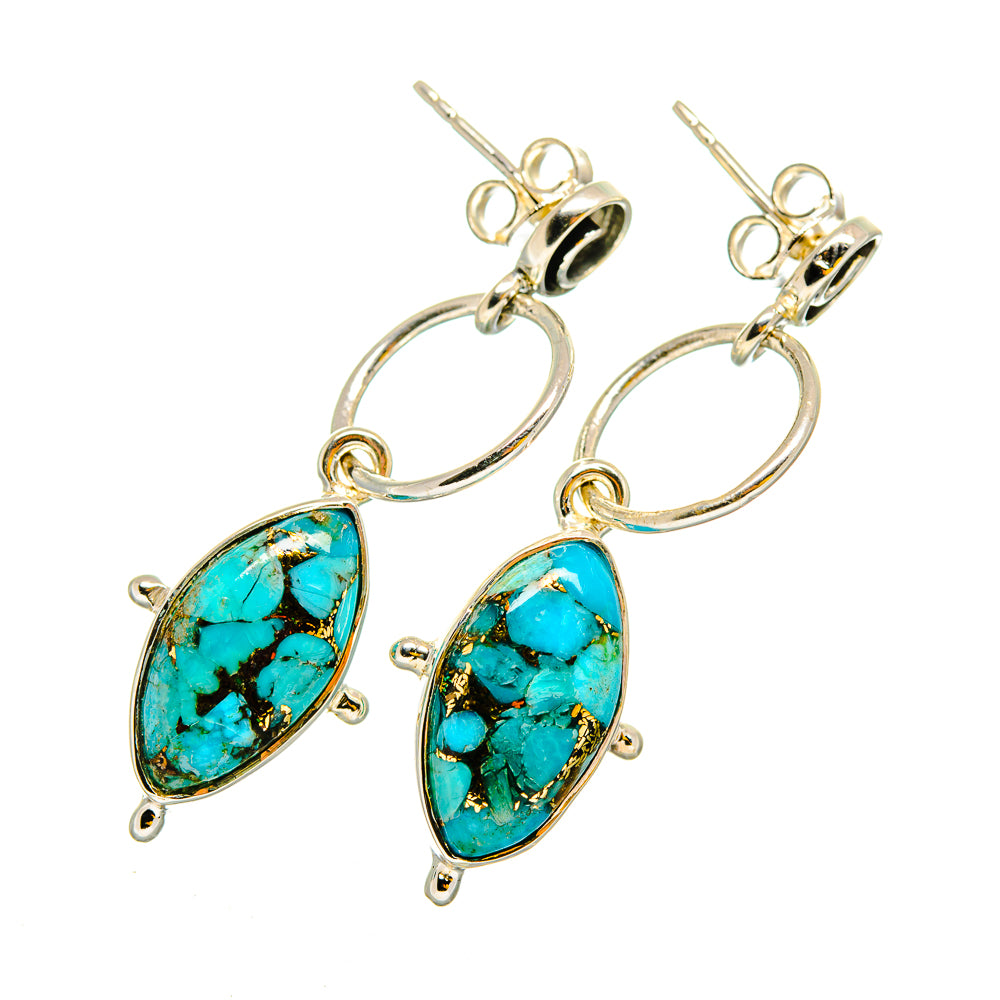 Blue Copper Composite Turquoise Earrings handcrafted by Anasilvercos - EARR420295